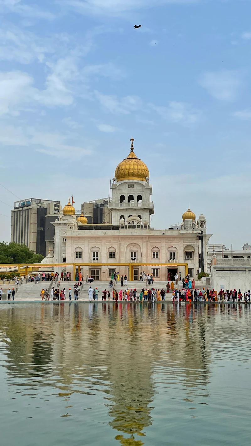 A gurdwara with a golden dome